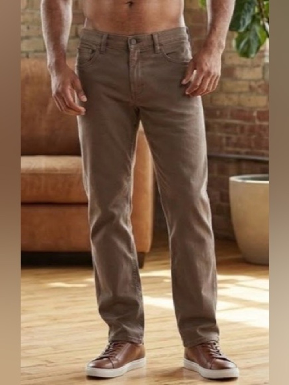 Men's Straight Fit Brown Jeans